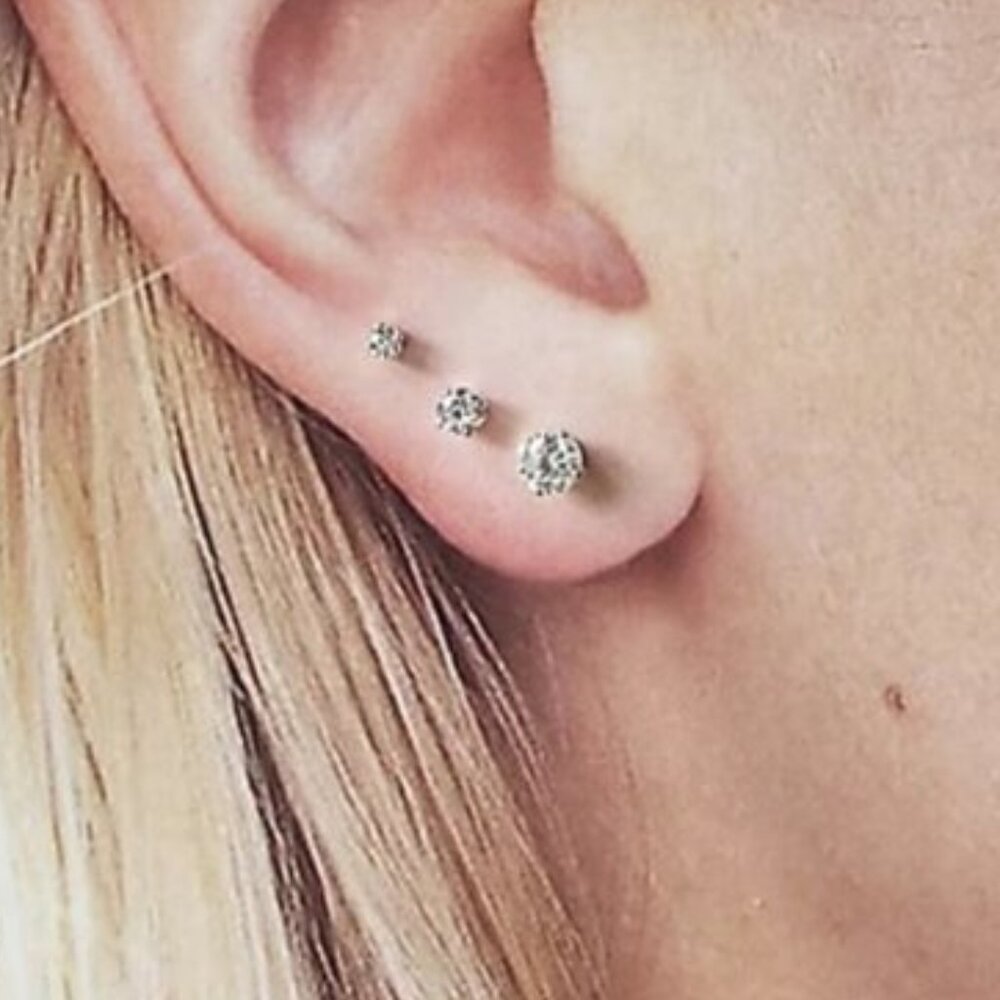 Set of 3 CZ diamond stud earings